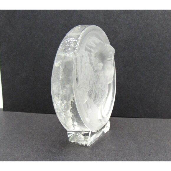 Frosted Glass GOAT RAM Paperweight Art Decor Zodiac Aries 5.2 inches - Picture 10 of 12